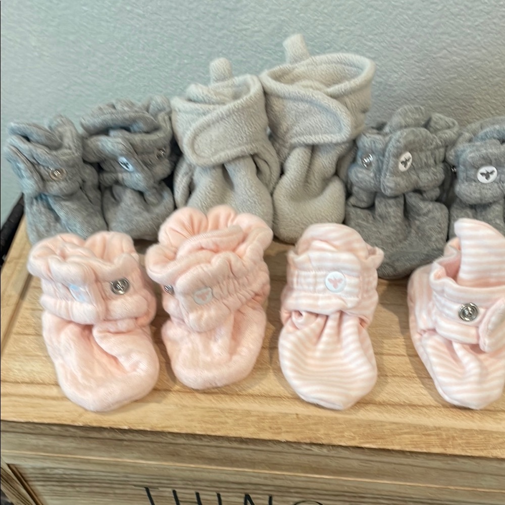 Adorable Baby Booties Set in Pink and Gray